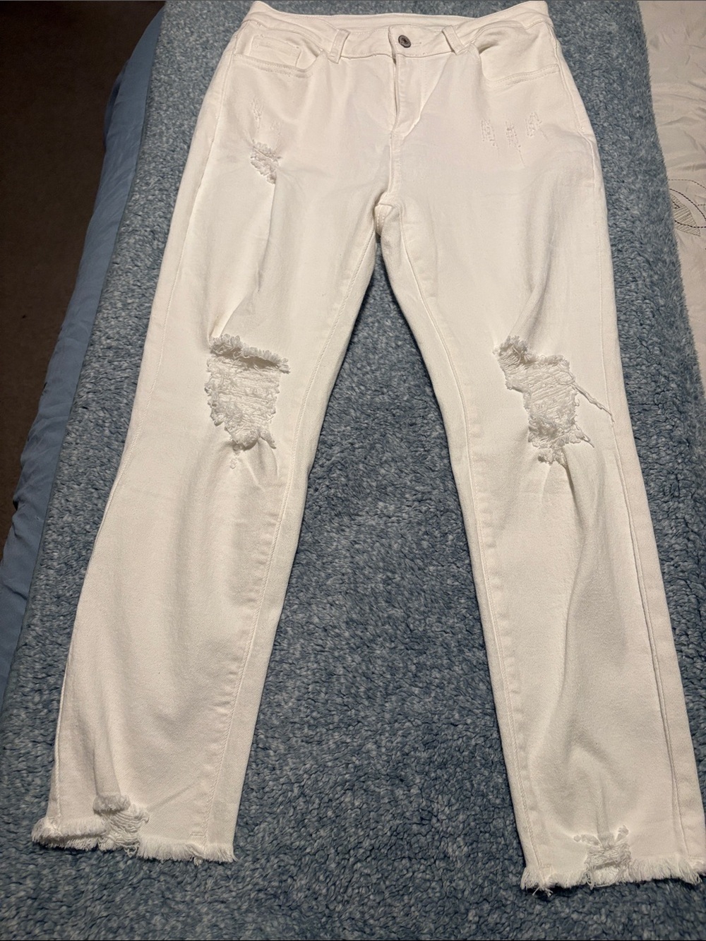 White Distressed Skinny Jeans for Women
